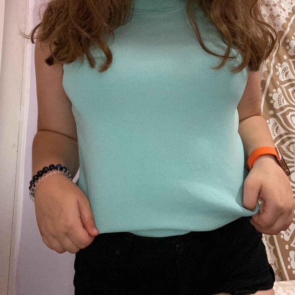 Worthington light blue turtleneck tank size large